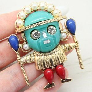 Kenneth J Lane ZULU Voodoo Witch Doctor KJL Tiki Necklace Brooch
